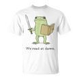 We Read At Dawn Bookish Frog Reading T-Shirt