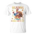 Reading Makes Me Gobble With Joy Turkey Reading Book L T-Shirt