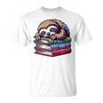 Reading Muffler Sloth On Stack Of Books Premium Tri-Blend T-Shirt