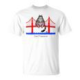 San Francisco Cat Golden Gate Bridge Book Lover Vintage T-Shirt
