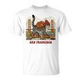 San Francisco Cat Tshirt Golden Gates Bridge Reading Books T-Shirt