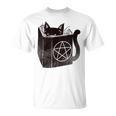 SataniCat Pentagram Cat Satan Demon Necronomicon Book Lover T-Shirt