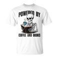 Skeleton Reading Book With Coffee T-Shirt