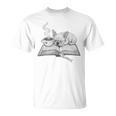Sleepy Puppy On Open Book With Coffee For Readers Premium Tri-Blend T-Shirt
