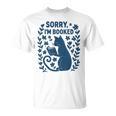 Sorry I'm Booked Cat Reading Book Boho Flowers Vintage T-Shirt