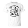 Spread Those Pages Like A Good Girl Skeleton Floral Book T-Shirt Spread Those Pages Like A Good Girl Skeleton Floral Book T-Shirt