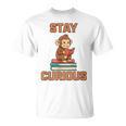 Stay Curious Monkey Reading Kids Book Lover Jungle Animal T-Shirt