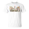 Teacher Gnome Motif Floral Stack Of Books Decor Cute Reading T-Shirt