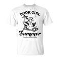 Women's Book Girl Summer Reading Duck Retro Beach Vacation Bookworm T-Shirt