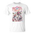 Women's Hot Girls Reader Floral Book Lover Cute Skeleton Reading T-Shirt