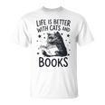 Women's Life Is Better With Cats And Books Cat T-Shirt Women's Life Is Better With Cats And Books Cat T-Shirt