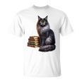 Women's Smokey Maine Coon Cat Book Lover T-Shirt Women's Smokey Maine Coon Cat Book Lover T-Shirt