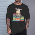 Adorable Donkey With Heart Sitting On Colorful Book Stack T-Shirt Gifts for Him