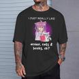 Anime Shirt Cat Lover Book Lover Reading Anime Lover T-Shirt Gifts for Him