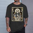 The Audiobook Girl Books Headphones Tarot Card Skeleton T-Shirt Gifts for Him