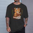 Bear Reading Book Graphic Bear With Book Floral T-Shirt Gifts for Him Bear Reading Book Graphic Bear With Book Floral T-Shirt Gifts for Him