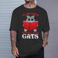 Book Lover Nerd Reading Teacher Bookworm Ladies Cat T-Shirt Gifts for Him