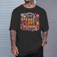 Book Peace Bookworm Hippie Rainbow Peace Sign T-Shirt Gifts for Him