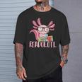 Book Reading Readolotl Amphibian Animal Bookworm Axolotl T-Shirt Gifts for Him