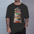 Book Stack With Flowers Reading Lover Bookish T-Shirt Gifts for Him