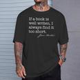 If a Book Well Written Too Short Jane Austen Quote Meme BACK T-Shirt Gifts for Him