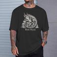 Book Wyrm Fantasy Creature Reading Mythical Art T-Shirt Gifts for Him