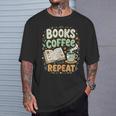 Books Coffee Repeat Book Lover Reader Bookworm T-Shirt Gifts for Him