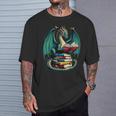 Books Dragon Reading Book Lover T-Shirt Gifts for Him