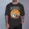 Books Ghost Boooks Halloween Reading Librarian Teacher Book T-Shirt Gifts for Him