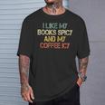 I Like My Books Spicy Coffee Icy Romance Book Lover T-Shirt Gifts for Him