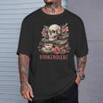 Booktrovert Skull Books Tea Flower Gothic Bookworm Bookish T-Shirt Gifts for Him