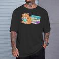 Bookworm Reading Hamster Books T-Shirt Gifts for Him