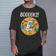 Boooks Ghost Read Book Halloween Teacher Librarian Men Women T-Shirt Gifts for Him