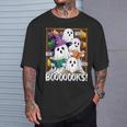 Boooks Ghosts Reading Book Retro Halloween Teacher Librarian T-Shirt Gifts for Him