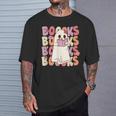 Boooks Halloween Ghost Pun Boo Books Groovy Ghost T-Shirt Gifts for Him