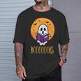 Boooks Moon Ghost Reading Halloween Bookworm Librarian Book T-Shirt Gifts for Him