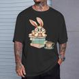 Bunny With Books And Coffee Reading Booknerd Bookish Easter T-Shirt Gifts for Him