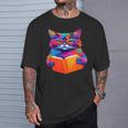 Cat Book Shirt Colorful Cat Reading Book T-Shirt Gifts for Him Cat Book Shirt Colorful Cat Reading Book T-Shirt Gifts for Him