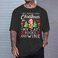 Cat Books Wine Lover Cute Cat Christmas Men Women T-Shirt Gifts for Him Cat Books Wine Lover Cute Cat Christmas Men Women T-Shirt Gifts for Him