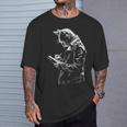 Cat Holds Book Writing Animal Print Motif Drawing Art Cat T-Shirt Gifts for Him
