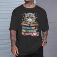 Cat Read Books Be Kind Stay Weird Library Book Lover T-Shirt Gifts for Him