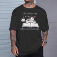 Cat Reads a Book Reading Coffee T-Shirt Gifts for Him