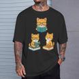 Cats Reading Book Lover Reading Bookworm Reader T-Shirt Gifts for Him
