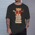 Cats And Reading Books Literature T-Shirt Gifts for Him