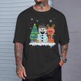 Christmas Tree Snowman Reindeer Book Stack Tee Librarian T-Shirt Gifts for Him