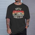 Coffee Books And Rain Retro Vintage Book Lover Reading T-Shirt Gifts for Him