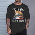 Coffee Cats And Books Cute Kitten Reading T-Shirt Gifts for Him