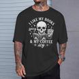 Coffee Skeleton I Like My Books Spicy And My Coffee ICY T-Shirt Gifts for Him