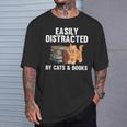 Cool Book Reader For Men Women Book Lover Bookworm Cat Book T-Shirt Gifts for Him