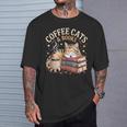 Cozy Reading Cat Coffee And Books Lover Artwork T-Shirt Gifts for Him